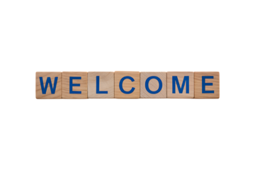 Wooden Blocks Spelling Welcome Message Invitation Greeting