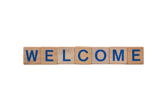 Wooden Blocks Spelling Welcome Message Invitation Greeting