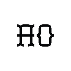 AO monogram logo design letter text name symbol monochrome logotype alphabet character simple logo