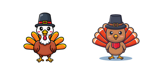 Cute Turkey Wearing a Pilgrim Hat