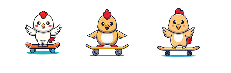 Cute Chick Riding a Skateboard