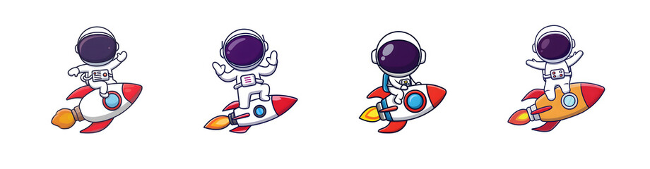 Cute Astronaut Riding a Rocket