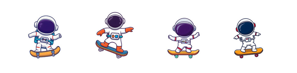Astronaut Skateboarding in Space