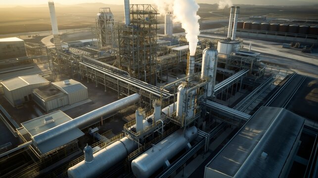 This facility showcases the seamless integration of a carbon capture system within a contemporary industrial complex dedicated to reducing emissions and promoting sustainable practices