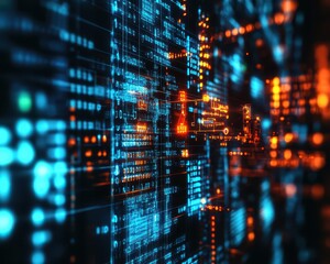 Obraz premium Quantum encryption protecting sensitive data in a futuristic cyber environment