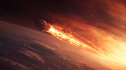 Massive Meteor Striking Earth at Night / 夜の地球を襲う巨大な隕石