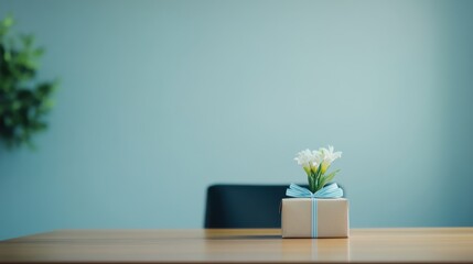 Executive departures with an office with a farewell gift on the desk. Featuring appreciation and leadership exit