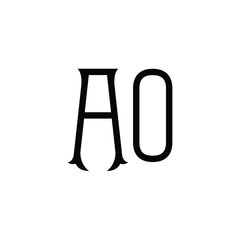 AO monogram logo design letter text name symbol monochrome logotype alphabet character simple logo