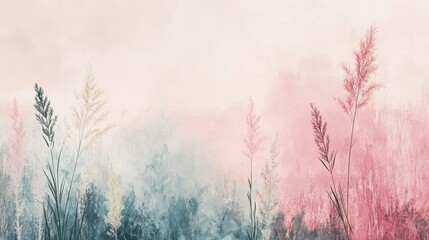 Obraz premium Pastel pink and teal grass background. Ideal for blogs, websites, or social media, evokes serenity and calm.