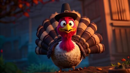 Thanksgiving turkey in funny cartoon style, Happy bird
