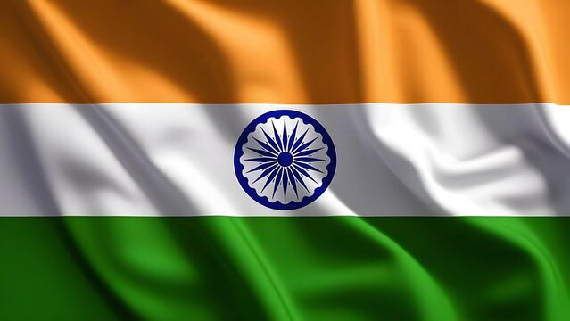 Tiranga flag, Indian flag stripes and blue chakra background