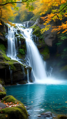 Obraz premium Waterfalls in Autumn Splendor