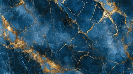 Deep Blue Marble with Golden Veins Texture
