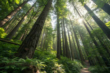 Fototapeta premium forests, tall trees, or lush greenery.