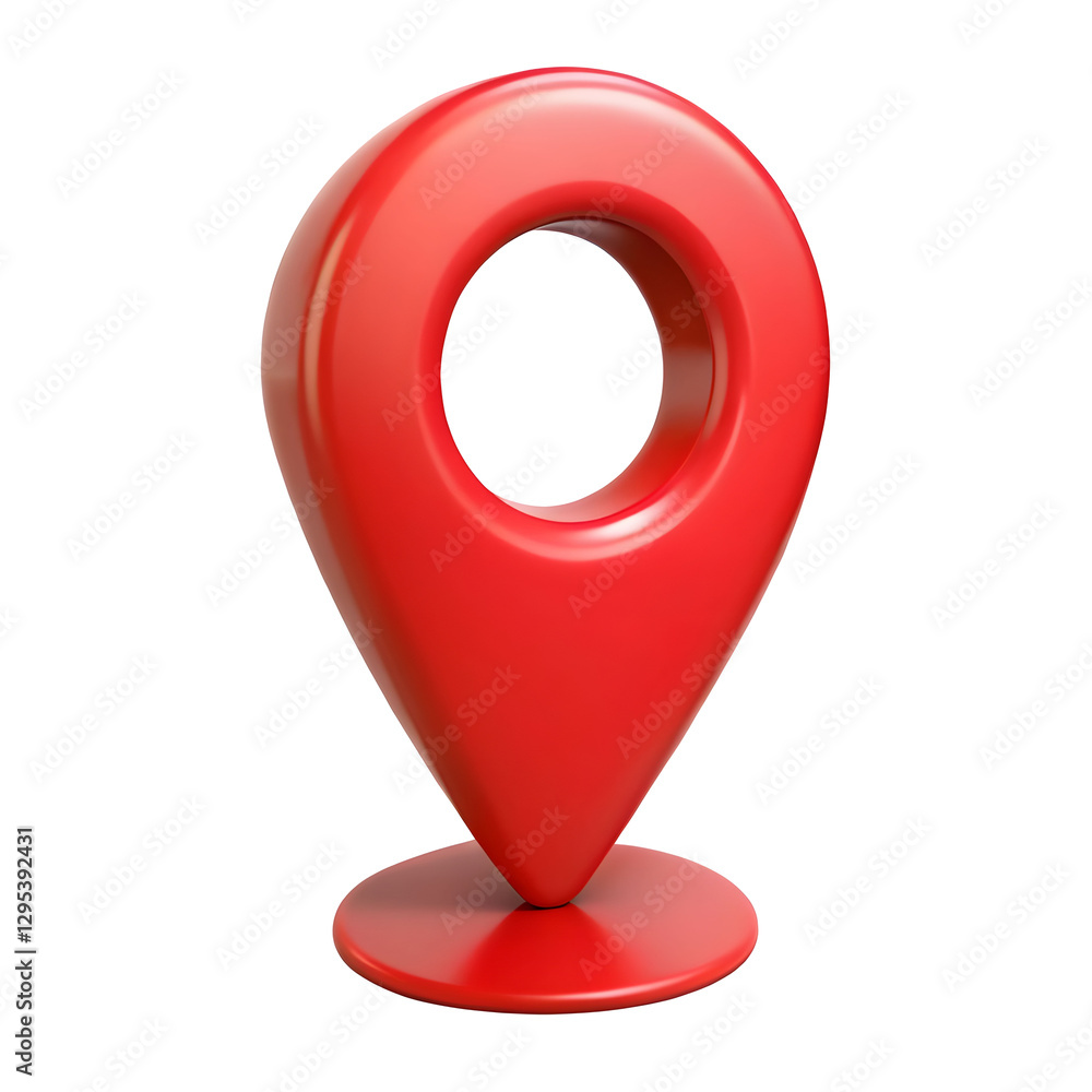 Poster 3d red location map pin gps pointer marker isolated on transparent background.
