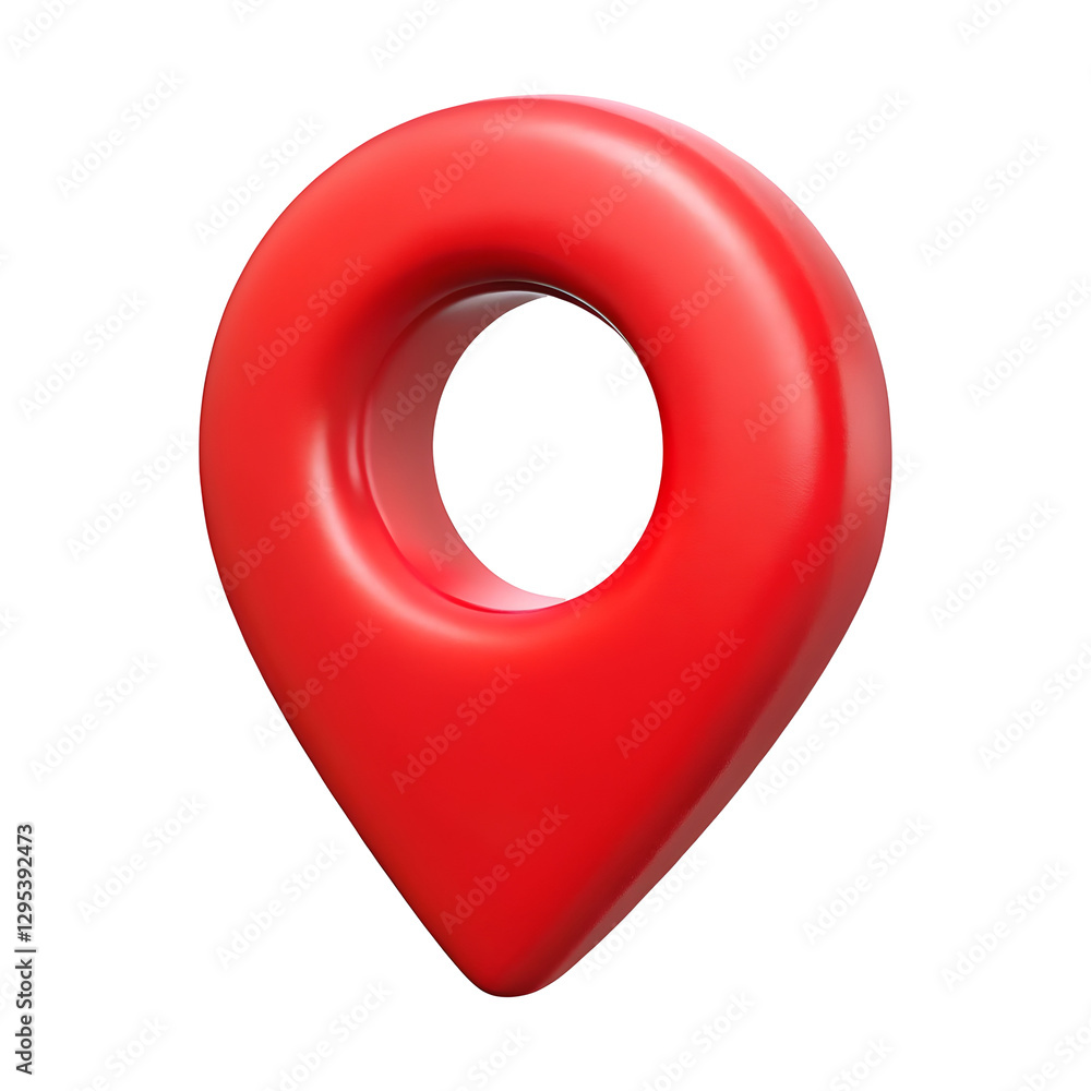 Poster 3d red location map pin gps pointer marker isolated on transparent background.