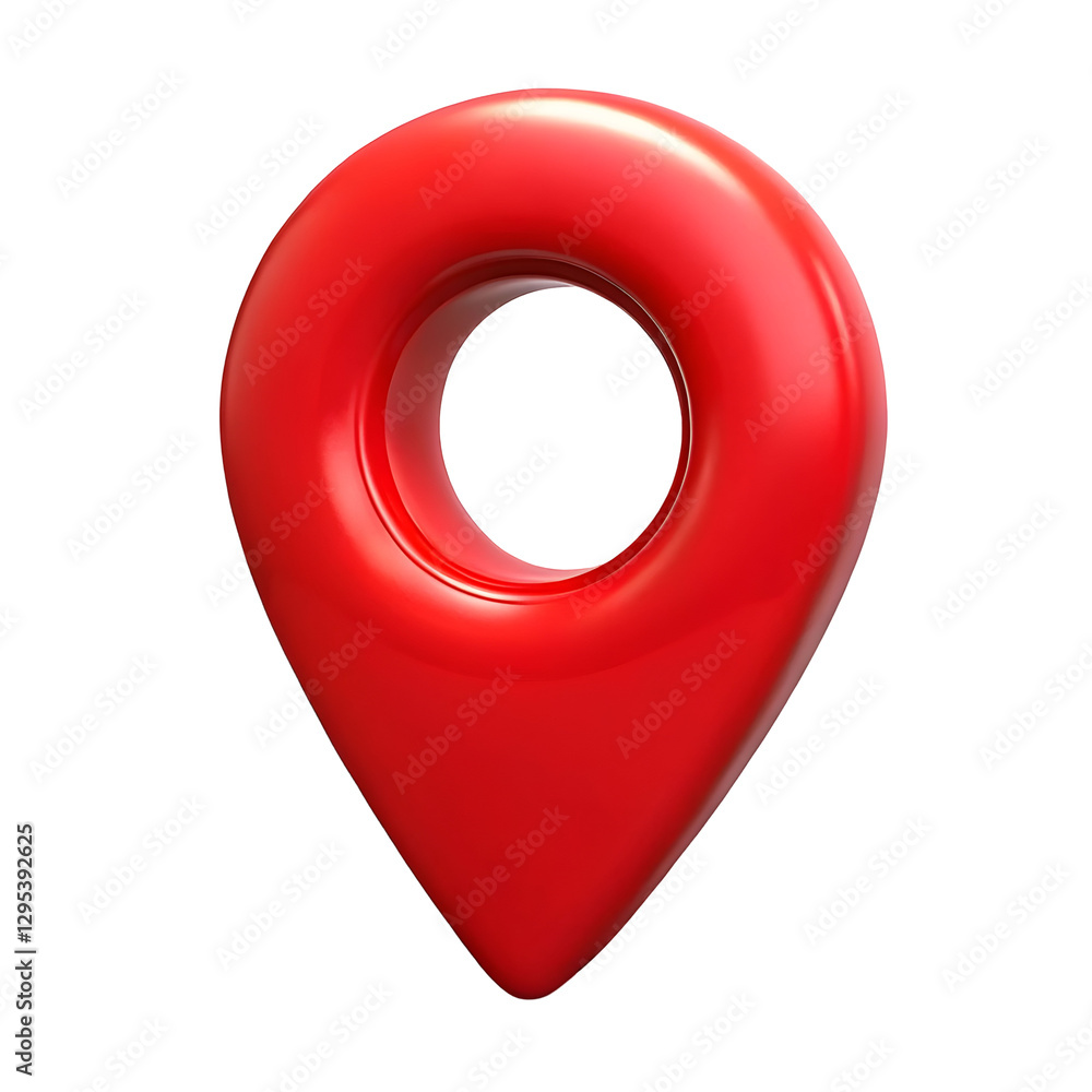 Poster 3d red location map pin gps pointer marker isolated on transparent background.