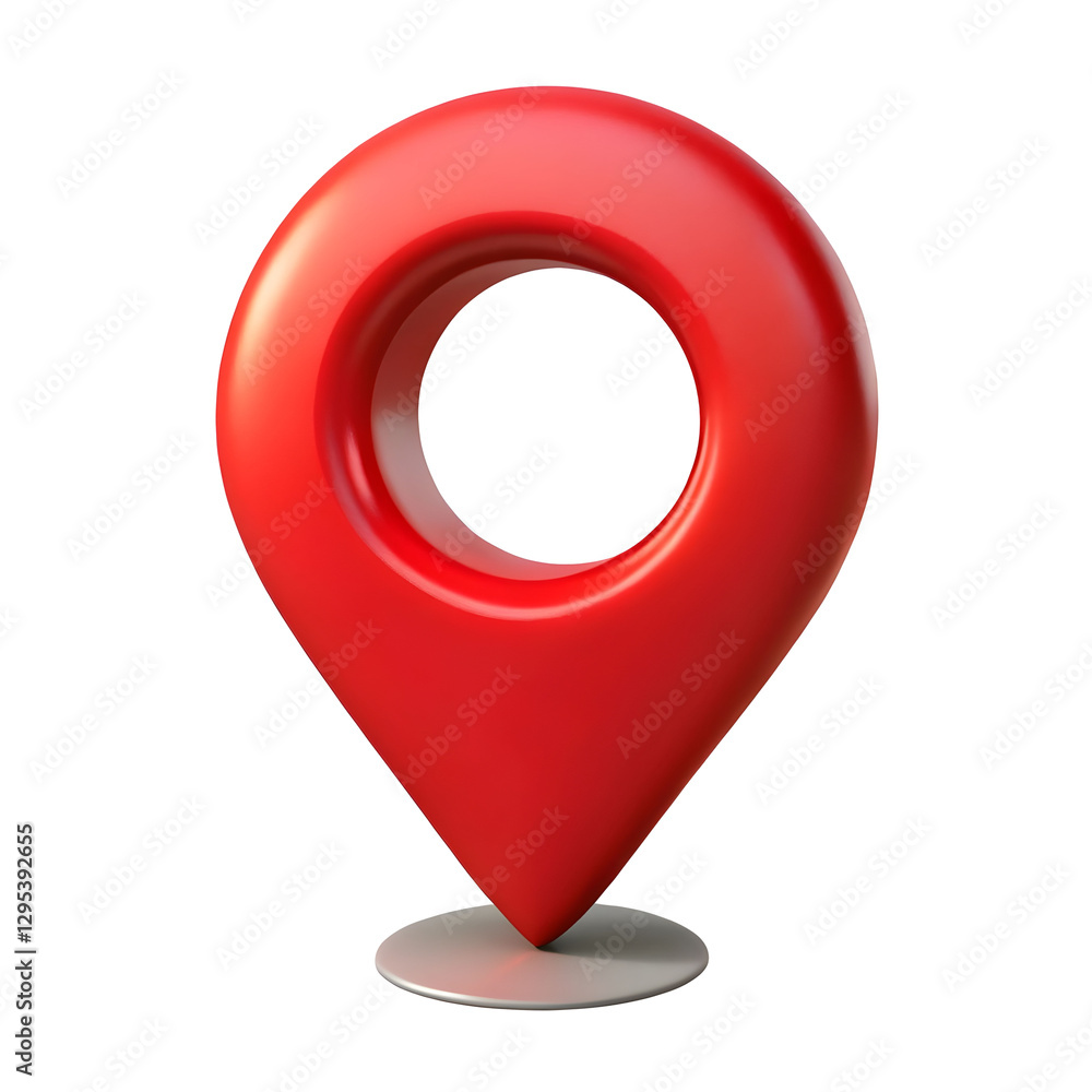 Poster 3d red location map pin gps pointer marker isolated on transparent background.