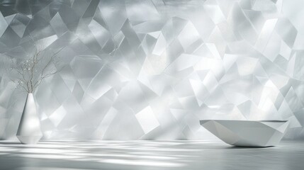 Soft silver and icy white geometric texture, smooth matte finish with subtle highlights for a minimalist feel. --ar 16:9 --v 6.1 Job ID: b8e0cd82-8596-4fad-9ee7-59a521dd78eb