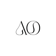 AO monogram logo design letter text name symbol monochrome logotype alphabet character simple logo