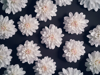 Blooming Elegance: Top View of Chrysanthemum Flowers, seamless floral background