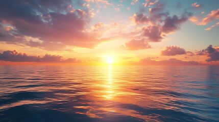 Obraz premium Ocean Sunset: A Serene Golden Hour Seascape