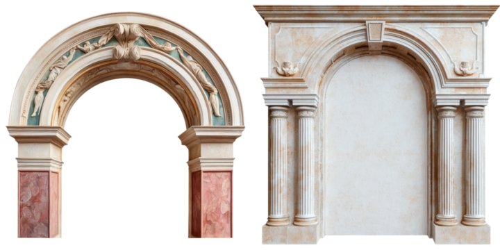 Ornate arched architecture featuring intricate columns pediments and decorative elements in a classic baroque style