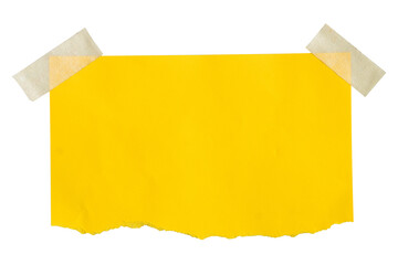 blank yellow sticky note with paper tape isolated on white