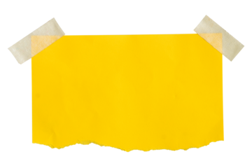 blank yellow sticky note with paper tape isolated on white