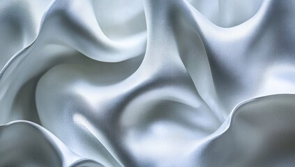 Obraz premium Smooth, flowing, light gray silk fabric drapes in elegant folds.