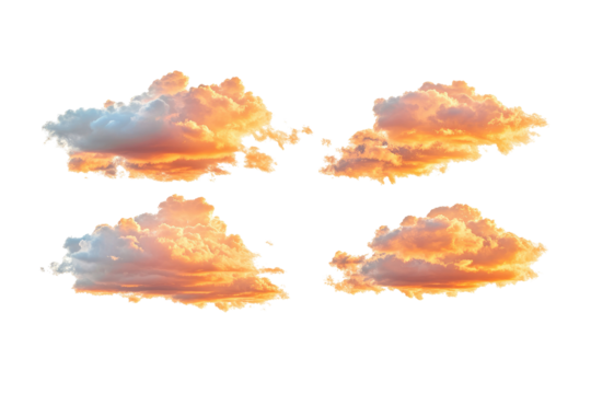 picturesque sunset clouds cut out isolated on white or transparent background - Powered by Adobe