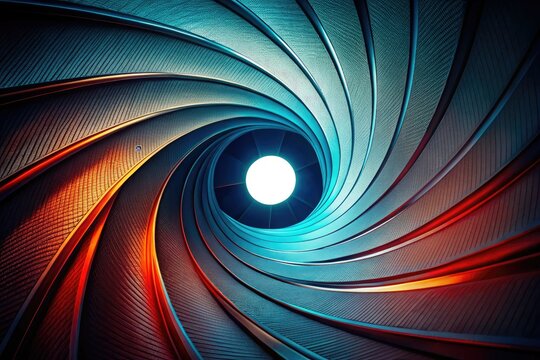 007's spiral gun barrel:  Agent profile, vortex design, swirling illustration details a secret agent's unique weapon.