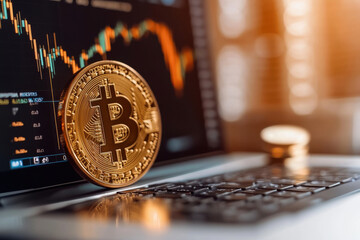 A laptop screen displaying cryptocurrency and Sensex graphs together, showing the contrast between traditional and digital assets.
