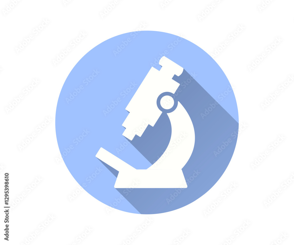 Aufkleber microscope flat icon. simple illustration with long shadow for graphic and web design.