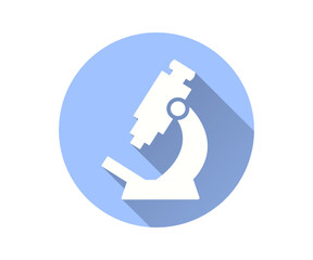 Microscope flat icon. Simple illustration with long shadow for graphic and web design.