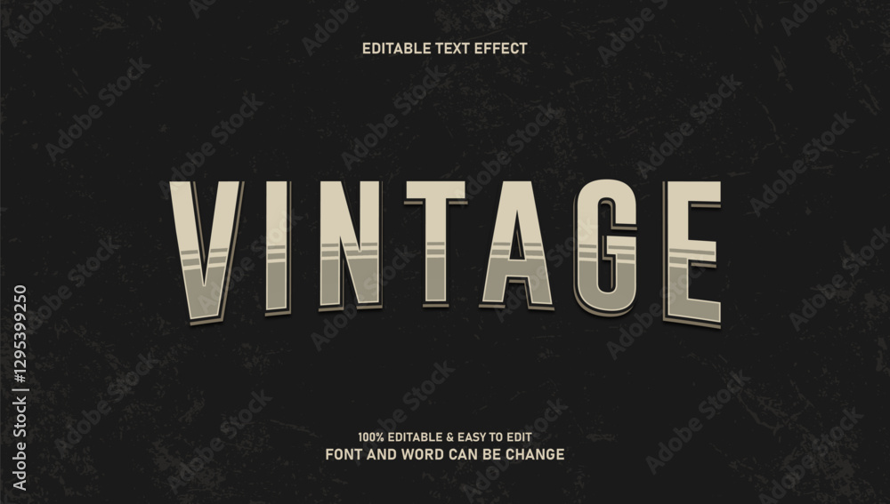 Aufkleber vintage text effect with simple style that can be edited
