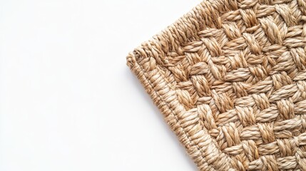 Woven Mat Texture: Rustic Brown Weave on White 