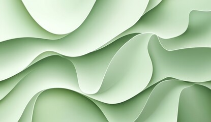 Abstract pale green wavy layered paper design