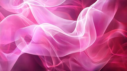 Obraz premium Swirling neon ribbons of rose pink and bright white, gentle glowing energy, fluid digital waves, airy elegance 