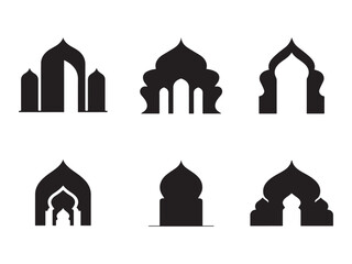 six Islamic Arch Icons on white background