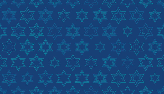 Star of David seamless blue vector background. Stylish vector repeating pattern with a Six-pointed star.
