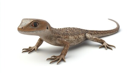 Naklejka premium Brown lizard posing on white background