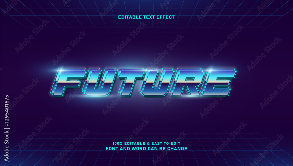 Poster future text effect with elegant style that can be edited