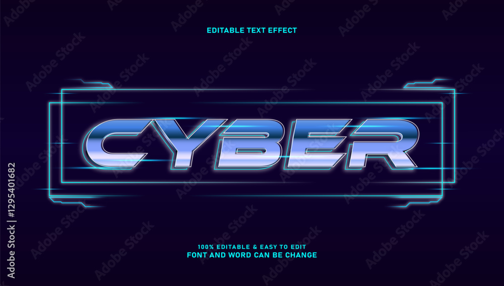 Poster cyber ​​text effects with elegant style that can be edited