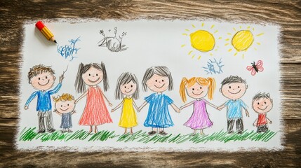 childrenâ€™s drawing of a family 
