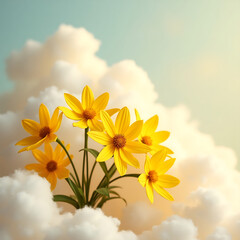 Fototapeta premium yellow bouquet with delicate petals and stems