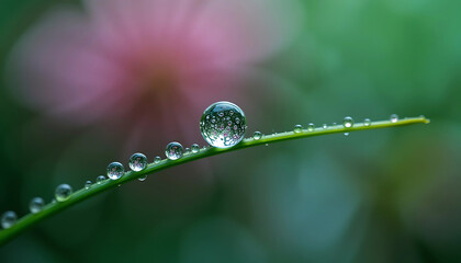water drops on a green leaf