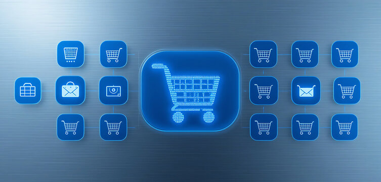 shopping cart on black background