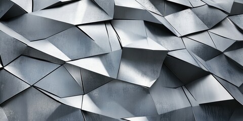 Obraz premium Geometric Facade: Abstract view of a modern building with a complex, textured metallic facade, showcasing contemporary architectural design and innovative construction