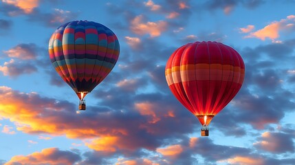 Fototapeta premium Hot air balloons sunset flight